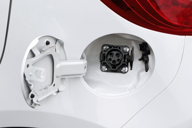 Mazda Demio EV test-fleet electric car in Japan (aka Mazda2) - charging port