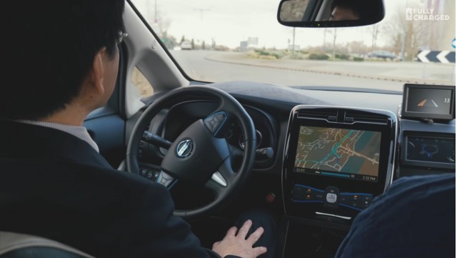Riding in prototype of fully autonomous Nissan Leaf electric car, March 2017 [video: Fully Charged]