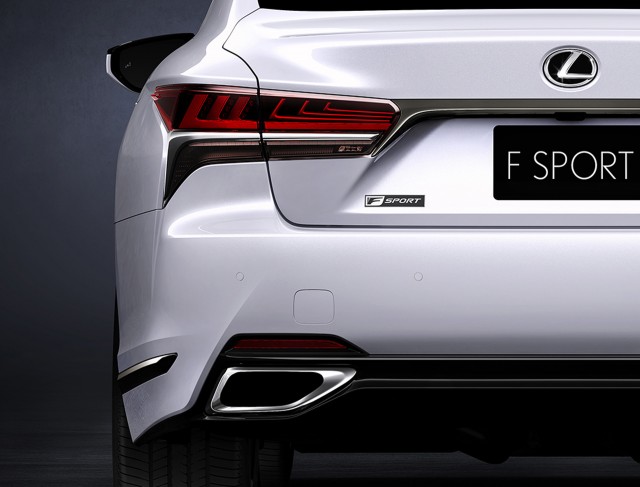 Teaser for 2018 Lexus LS 500 F-Sport debuting at 2017 New York auto show