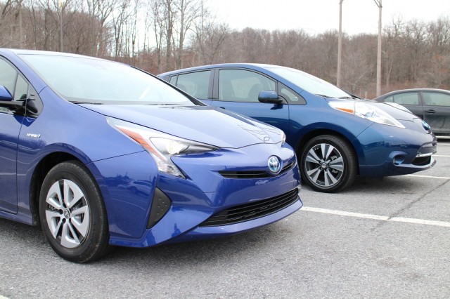 2016 Nissan Leaf SL and 2016 Toyota Prius Three, Hudson Valley, NY, Dec 2015 2016 Nissan Leaf SL and 2016 Toyota Prius Three, Hudson Valley, NY, Dec 2015