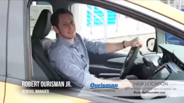 Image from 2017 Chevrolet Bolt EV electric-car ad by Ourisman Chevrolet, Rockville, Maryland