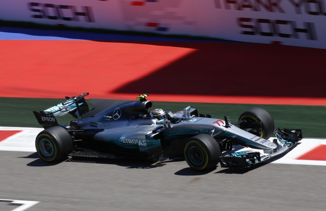 Mercedes AMG's Valtteri Bottas at the 2017 Formula One Russian Grand Prix