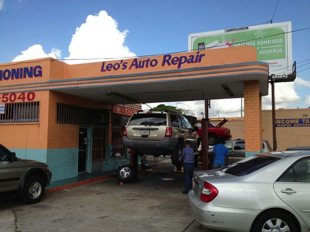 Old gas station, now auto repair shop, Liberty City, Miami, Florida (pic by Phillip Pessar)