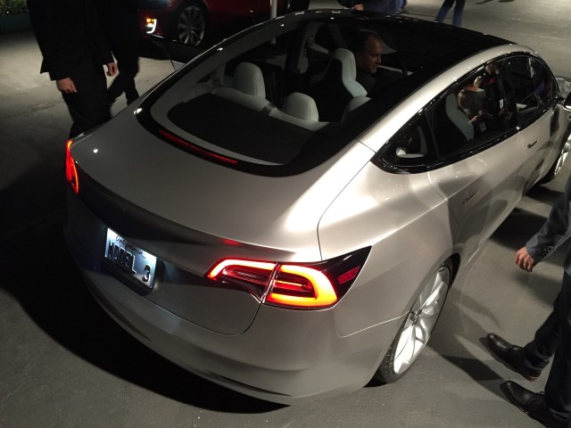 Tesla Model 3 design prototype - reveal event - March 2016 Tesla Model 3 design prototype - reveal event - March 2016
