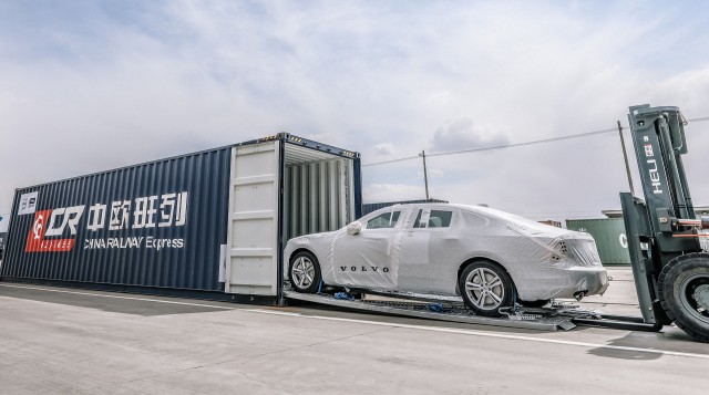 Volvo S90 sedans being transported via One Belt, One Road