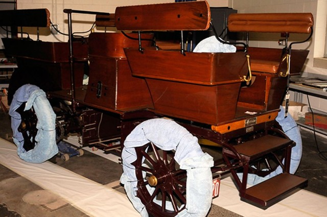 Custom U.S. Capitol 1909 Studebaker electric car under restoration at Pennsylvania College of Tech. Custom U.S. Capitol 1909 Studebaker electric car under restoration at Pennsylvania College of Tech.