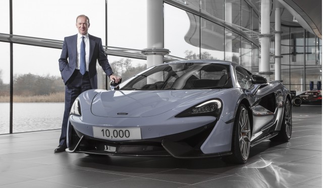 McLaren Automotive CEO Mike Flewitt with the company’s 10,000th car McLaren Automotive CEO Mike Flewitt with the company’s 10,000th car