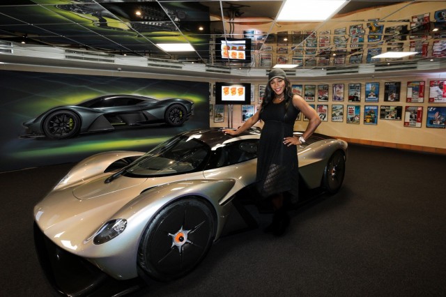 Serena Williams with a near production-ready Aston Martin Valkyrie