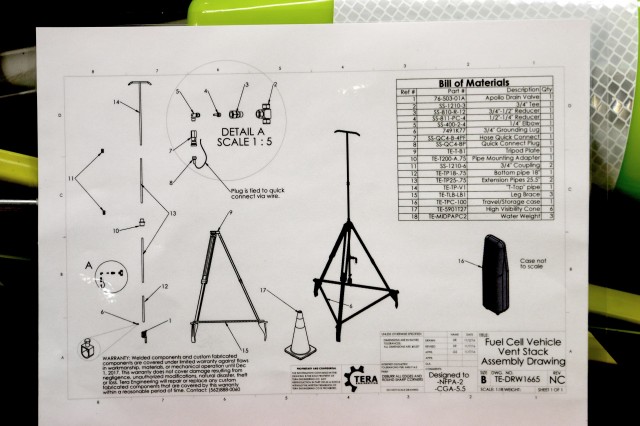 Honda Clarity Fuel Cell hydrogen service equipment: diagram for assembly of fuel venting stack