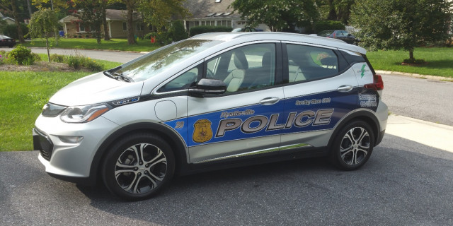 2017 Chevrolet Bolt EV electric police car, operated by Hyattsville City Police Department, Maryland