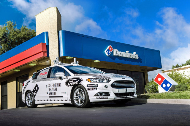 Self-driving Ford Fusion Hybrid for Domino's pizza delivery