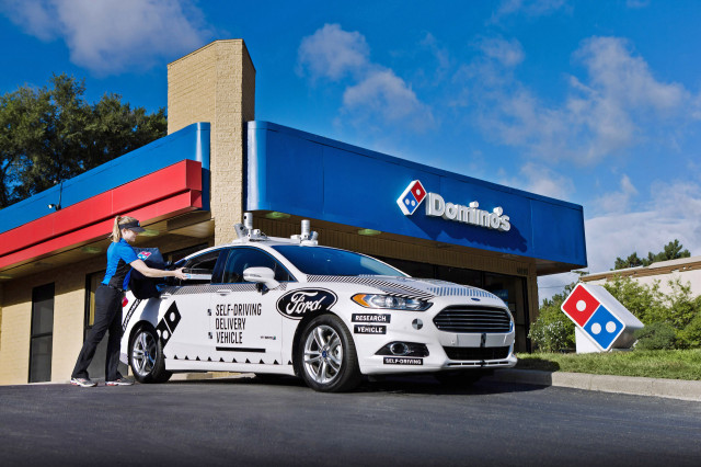 Self-driving Ford Fusion Hybrid for Domino's pizza delivery Self-driving Ford Fusion Hybrid for Domino's pizza delivery