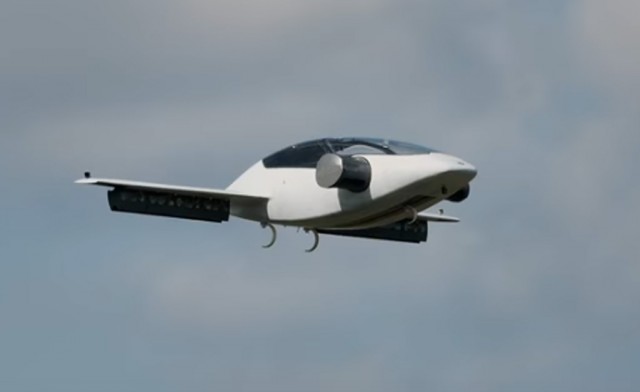 Lilium Eagle electric flying car prototype during maiden test flight on April 20, 2017