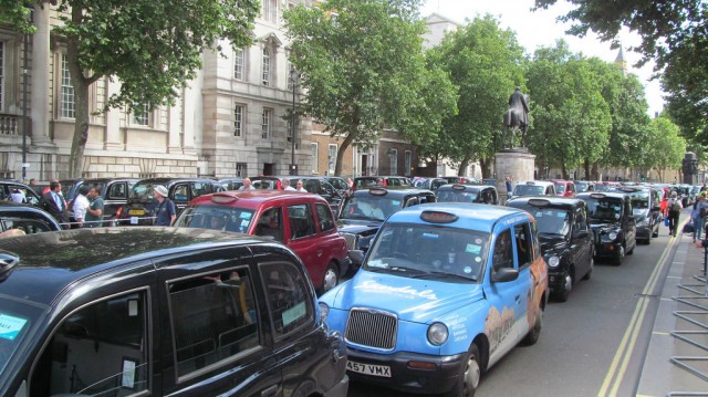 London anti-Uber taxi protest: June 11, 2014 (photo by Flickr user David Holt)
