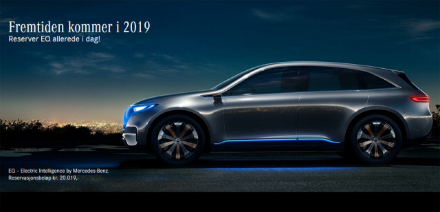 Reservation for EQ electric SUV on Mercedes-Benz’s Norwegian website