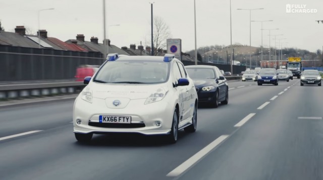 Riding in prototype of fully autonomous Nissan Leaf electric car, March 2017 