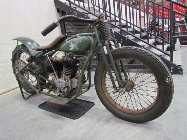 1928 Excelsior ‘Big Berth’ hillclimb bike at Mecum’s January 2017 auction | Larry Edsall photo