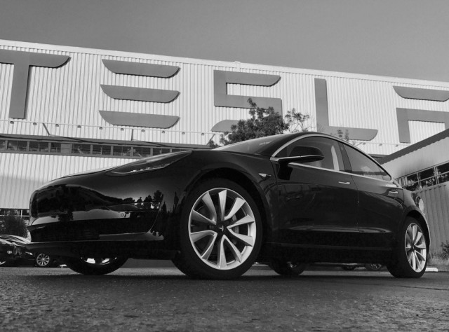 2017 Tesla Model 3 "first production" car, in photo tweeted by Elon Musk on July 9, 2017