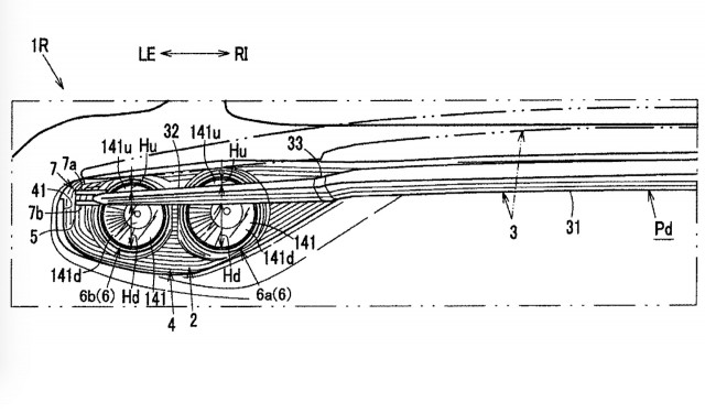 Mazda patent for active rear spoiler design