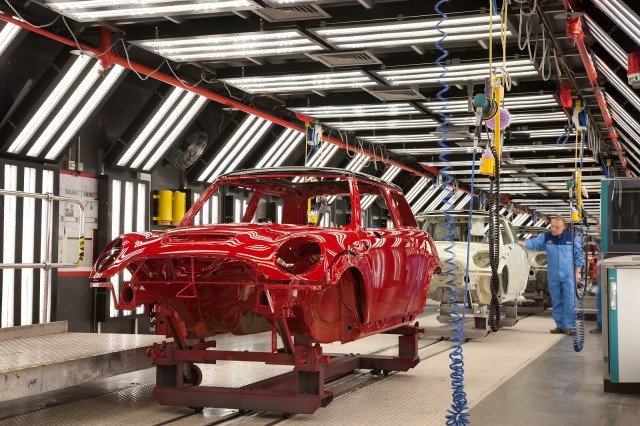 Modern-day MINI assembly at MINI Plant Oxford, England, Mar 2013 (the plant's 100th birthday)