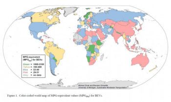 Electric cars emit less carbon than average U.S. new car, everywhere in the world