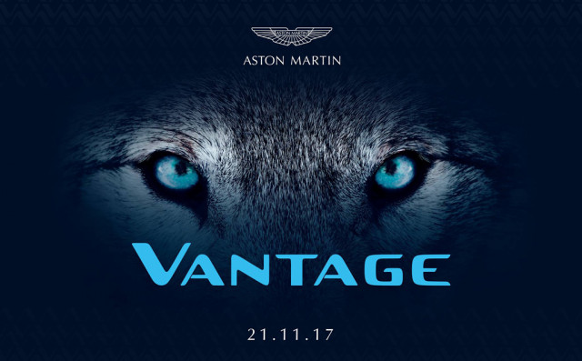 Teaser for 2019 Aston Martin Vantage debuting on November 21, 2017