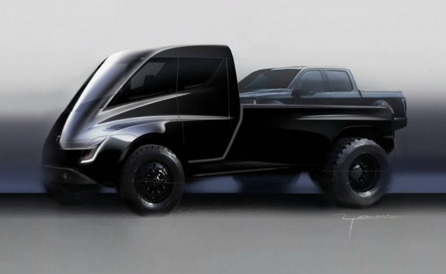 Tesla Semi early sketches possibly preview design of Tesla pickup truck