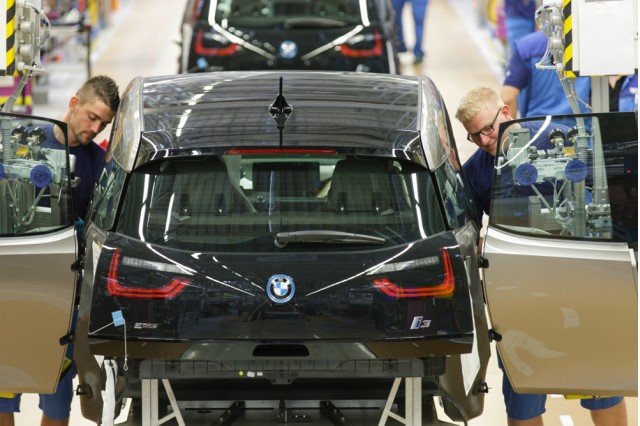 2014 BMW i3 electric cars on the assembly line in Leipzig, Germany