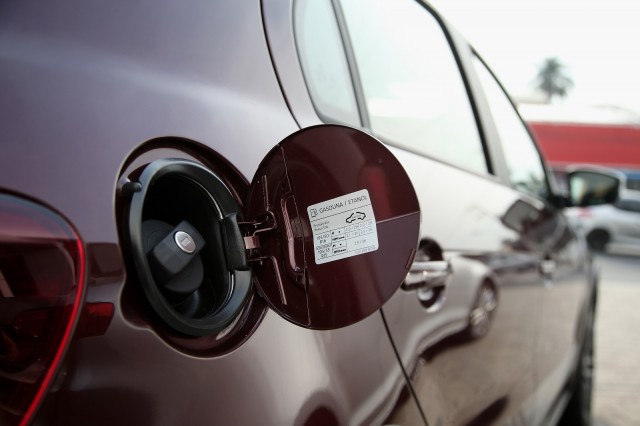 Fuel filler of Volkswagen Gol, Brazilian flex-fuel vehicle