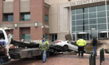 Idaho man upset with court system does donuts in front of courthouse