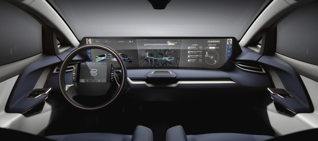 Teaser image of Byton electric SUV dash display and interior, to be launched at CES 2018, Las Vegas