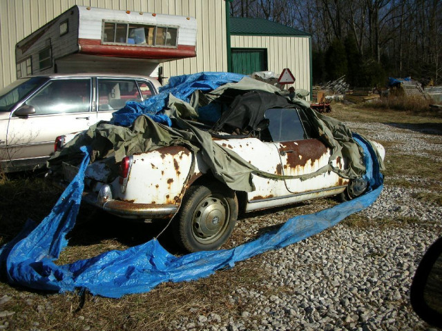 Alfa Romeo Giulietta Spider found in a yard in Southern Indiana, 2006