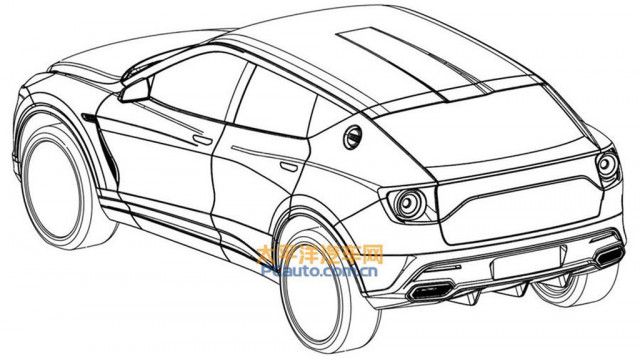 Alleged patent drawing for Lotus SUV - Image via PC Auto