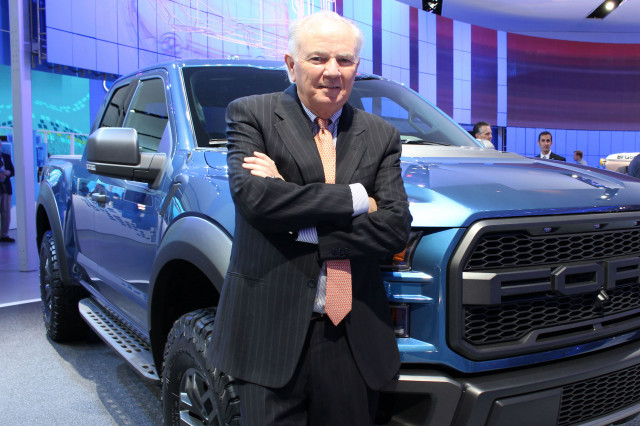 Mike Jackson standing in front of Ford F-150 Raptor at NAIAS 2015, Credit: AutoNation