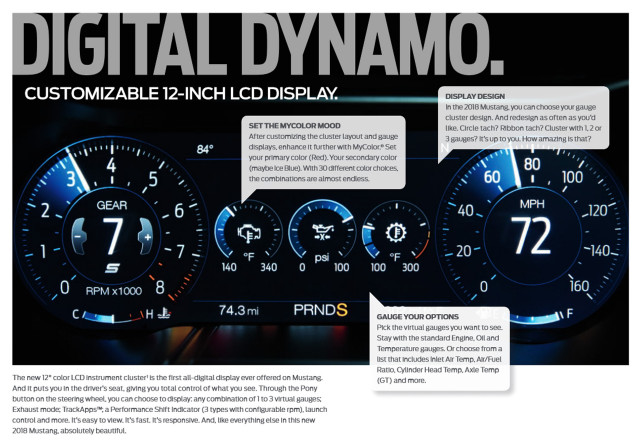 Page taken from a brochure for the 2018 Ford Mustang