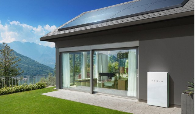 Home equipped with solar panel and battery storage system from Tesla Home equipped with solar panel and battery storage system from Tesla