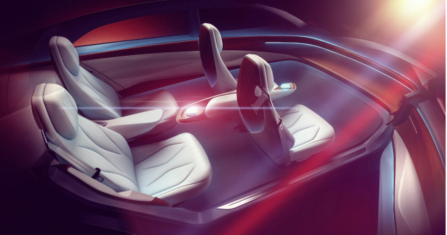 Teaser for Volkswagen ID Vizzion concept debuting at 2018 Geneva auto show