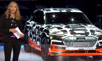 Audi e-tron electric SUV appears in camouflage at Geneva show, on city roads