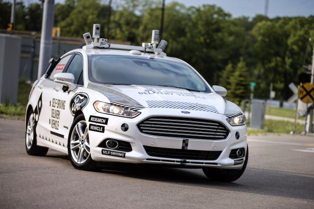 Self-driving Ford Fusion Hybrid for Domino's pizza delivery