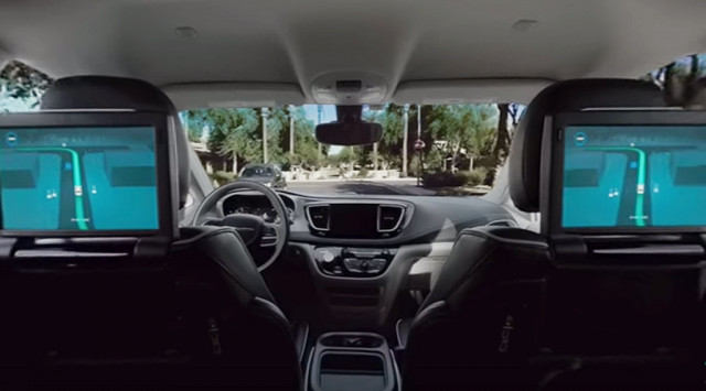 View from inside Waymo self-driving car