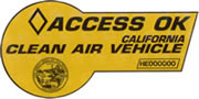 CA 'Access OK' Clean Air Vehicle carpool lane sticker