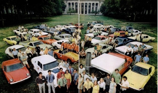 Life magazine centerspread of 1970 Clean Air Car Race entries