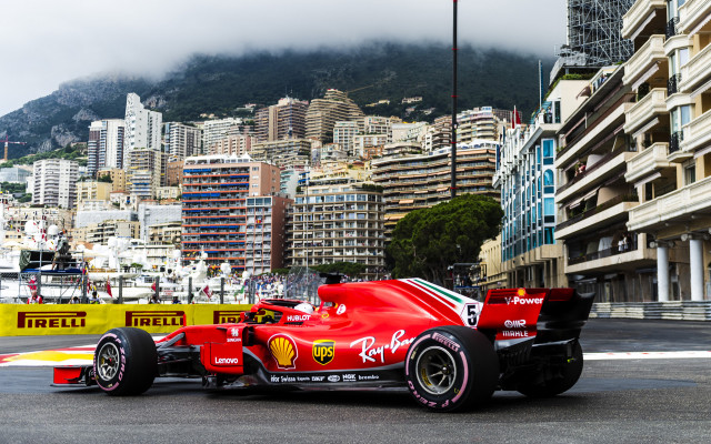 Ferrari during Thursday practice at the 2018 Formula 1 Monaco Grand Prix