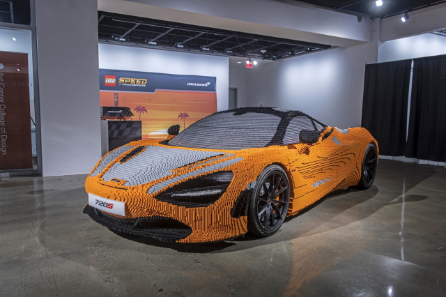 Full-size McLaren 720S Lego model at Petersen Automotive Museum