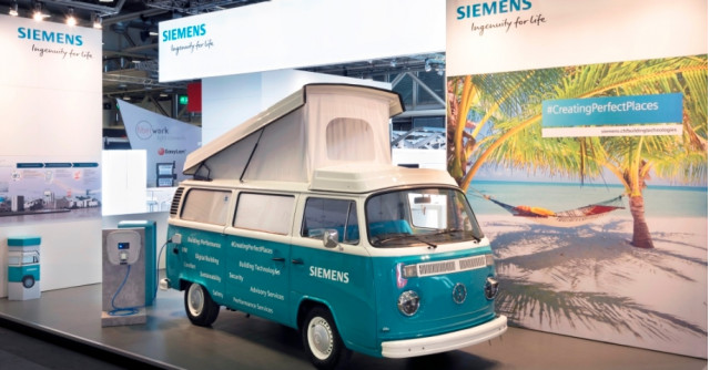 Siemens Bull-E 1979 VW Bus electric conversion demonstration
