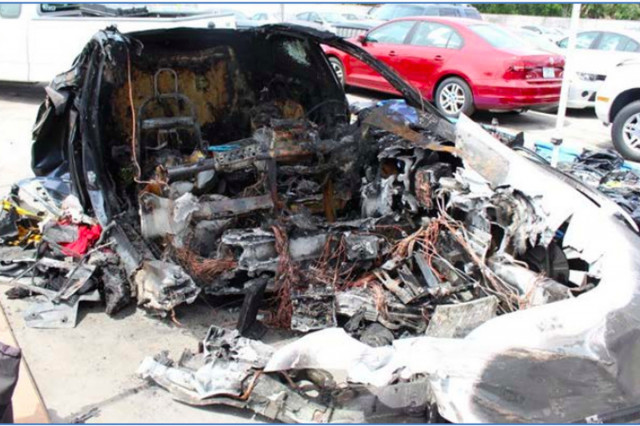 Tesla Model S crashed in Ft. Lauderdale, at storage yard