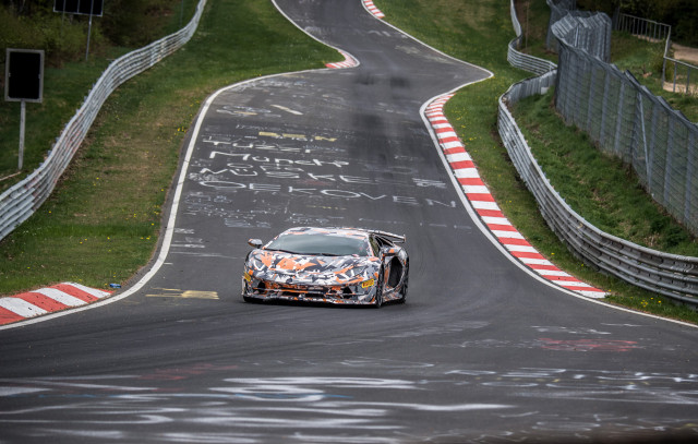 Lamborghini Aventador SVJ during Nürburgring lap record attempt