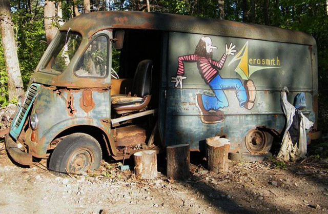 Aerosmith's original touring van, a 1964 International Harvester Metro, via @KConz20