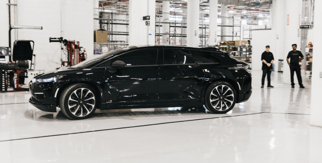 Faraday Future FF 91 first pre-production prototype in Hanford, California factory