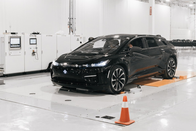 Faraday Future FF 91 first pre-production prototype in Hanford, California factory